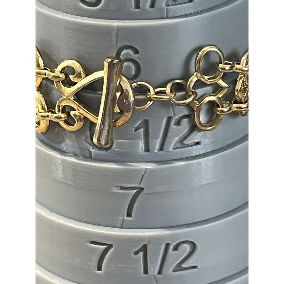 Art Deco Style Gold Tone Black Glass Bracelet Hinged - Picture 4 of 5